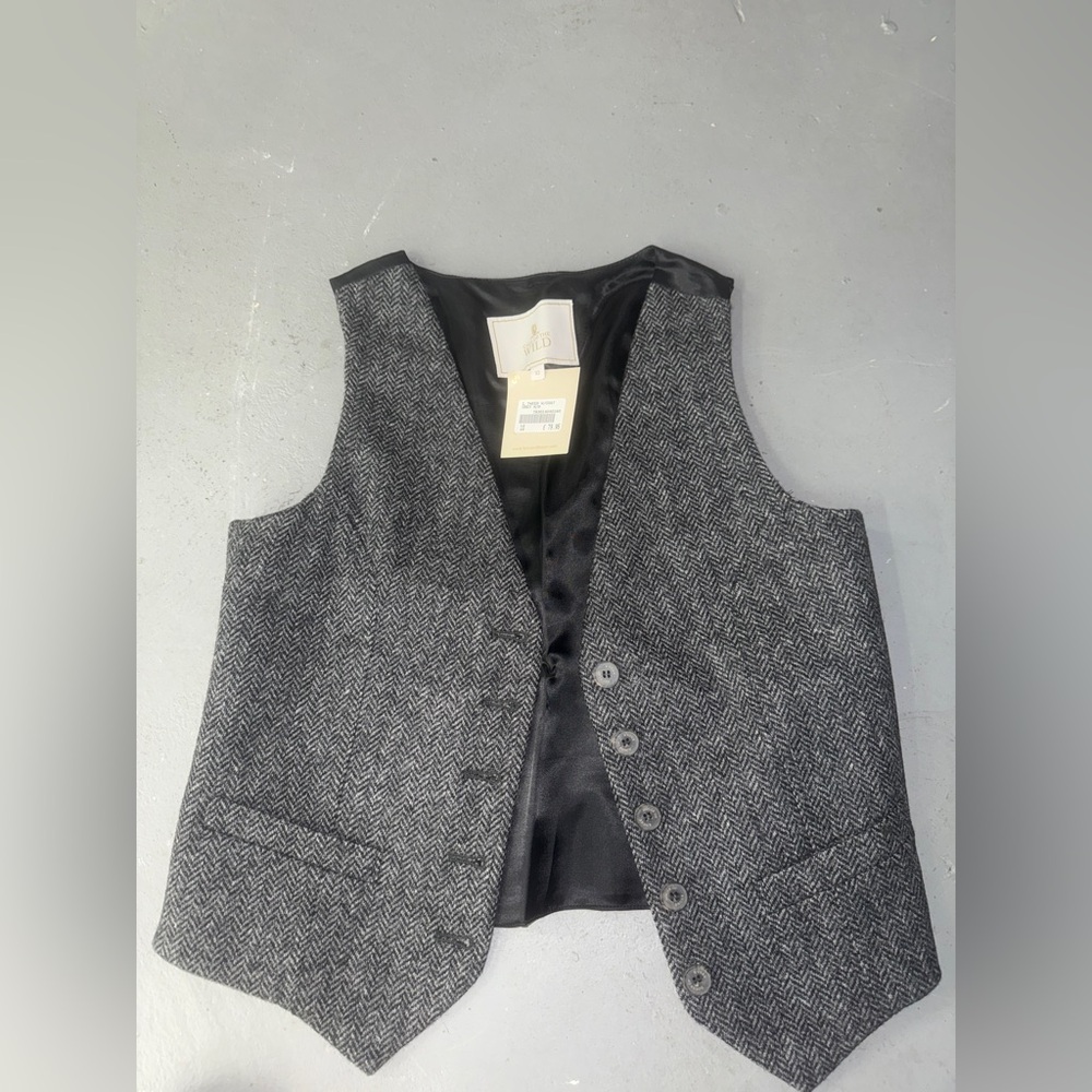 Youth Sz 10 HOUSE OF Brusr Gray Herringbone Vest